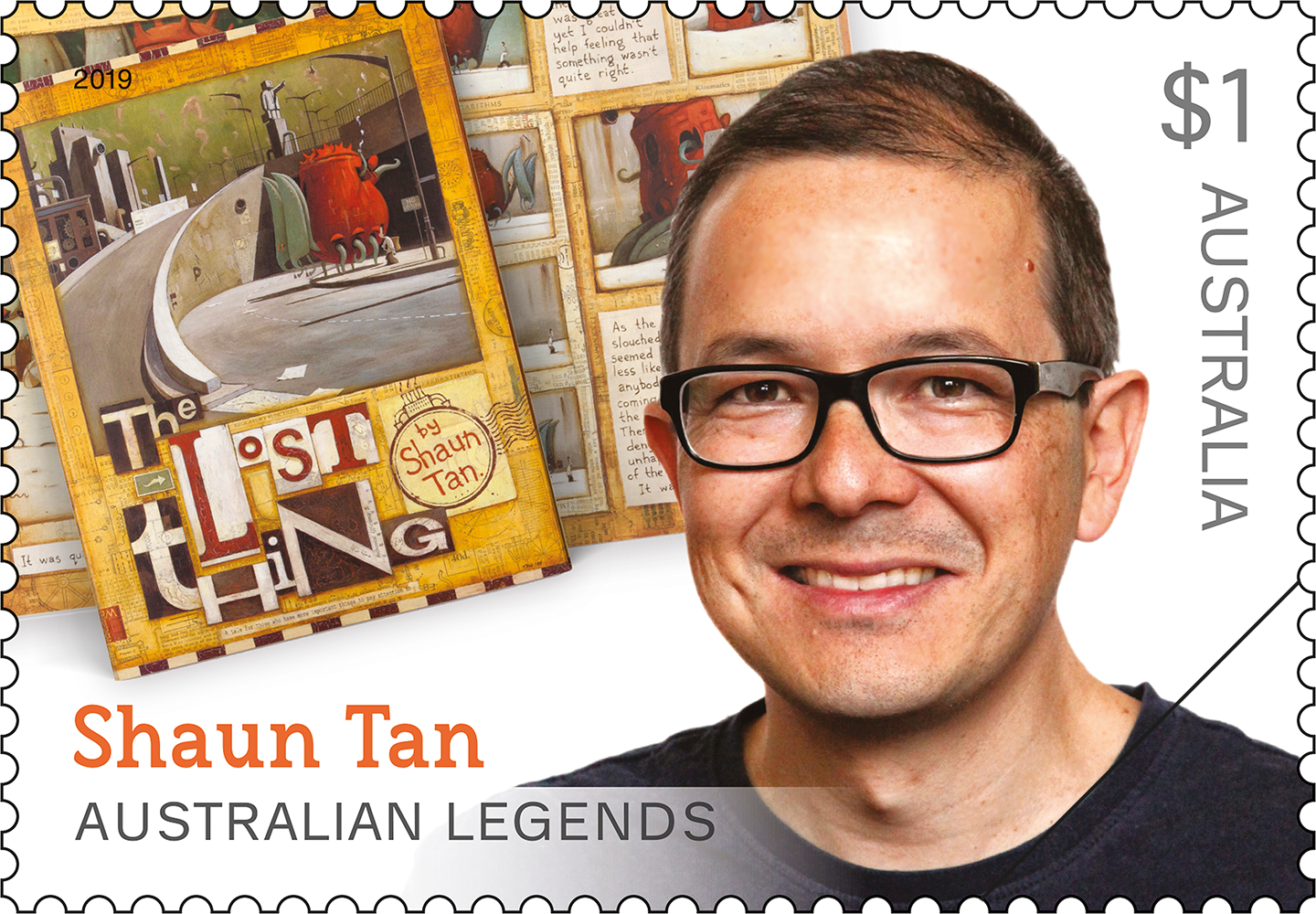 Australian Legends of Children’s Literature Shaun Tan stamp $1 - Shaun Tan