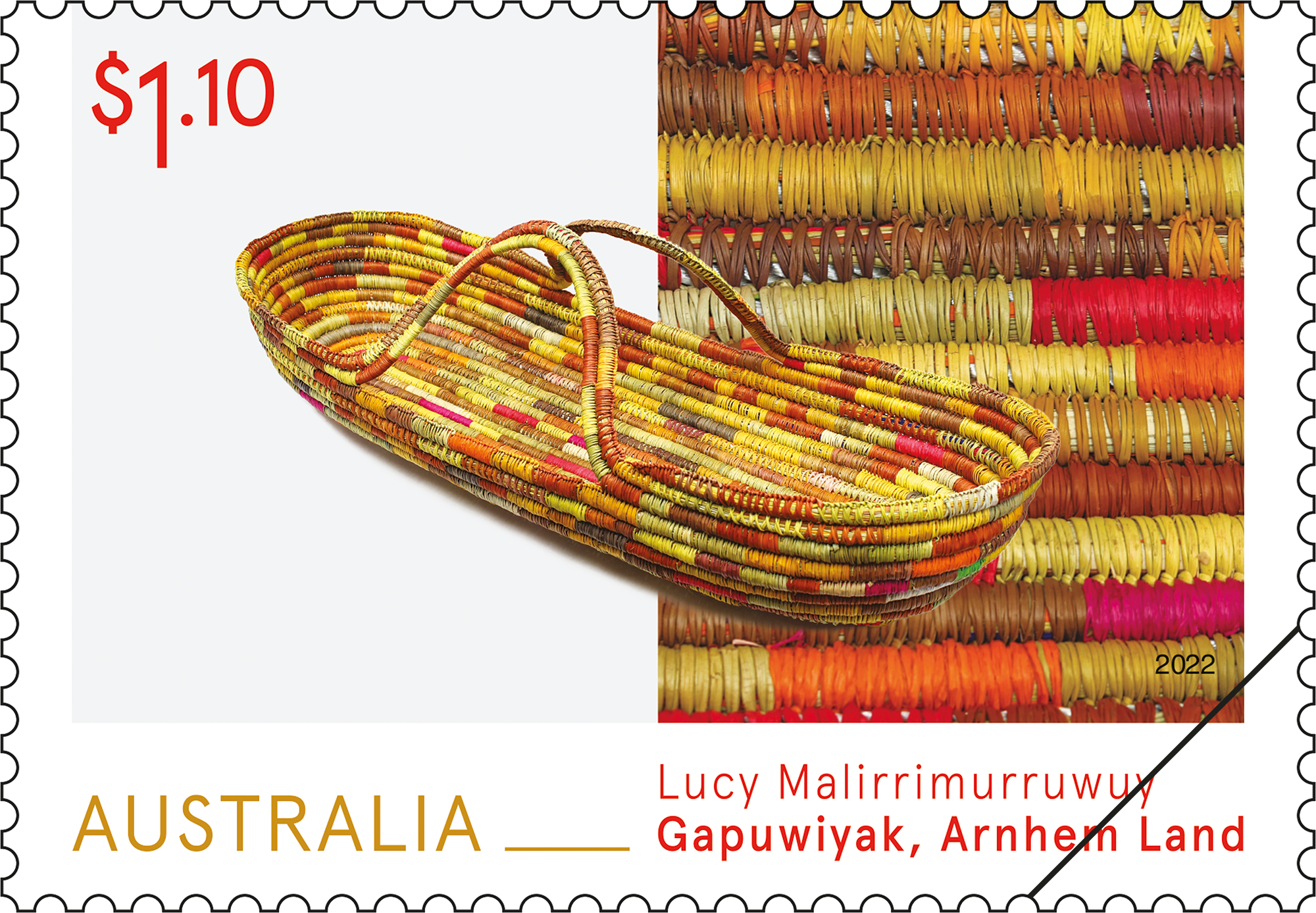 Arnhem Land Fibre Art Stamp_01_400 $1.10 Lucy Malirrimurruwuy Wanapuyngu stamp