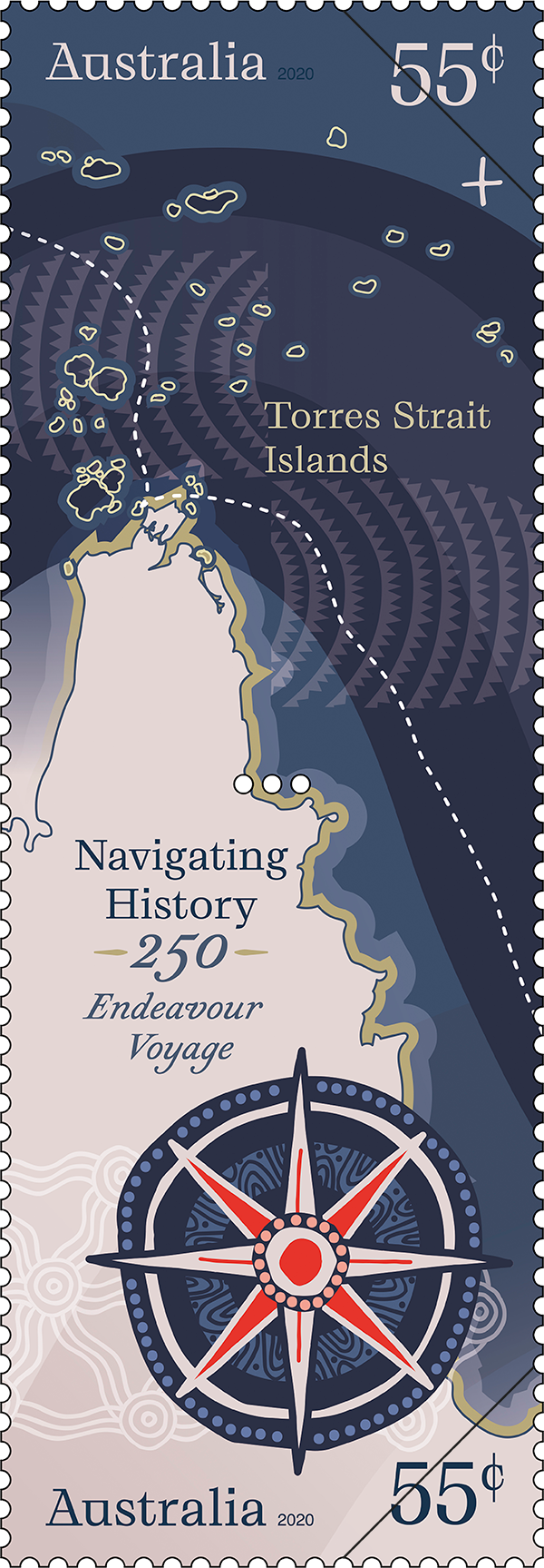 250_Endeavour_Stamp_RA_01_400 The journey continues: 55c The Torres Strait and 55c Compass