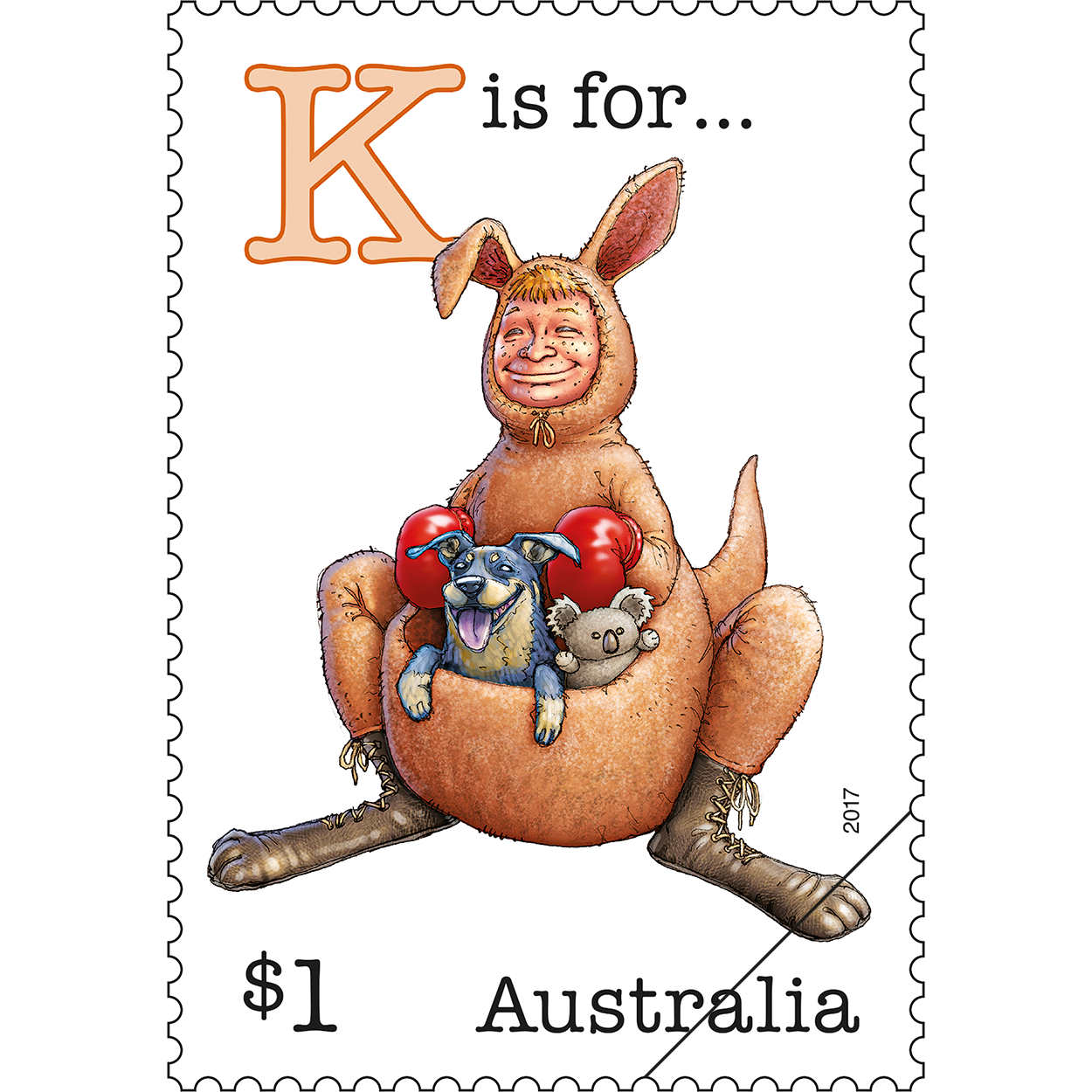 Fair Dinkum Aussie Alphabet part 3 - K is for ... stamp $1 K is for …