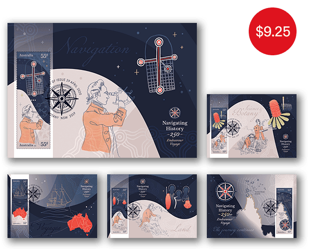 Set of Navigating History: Endeavour Voyage 250 Years maxicards