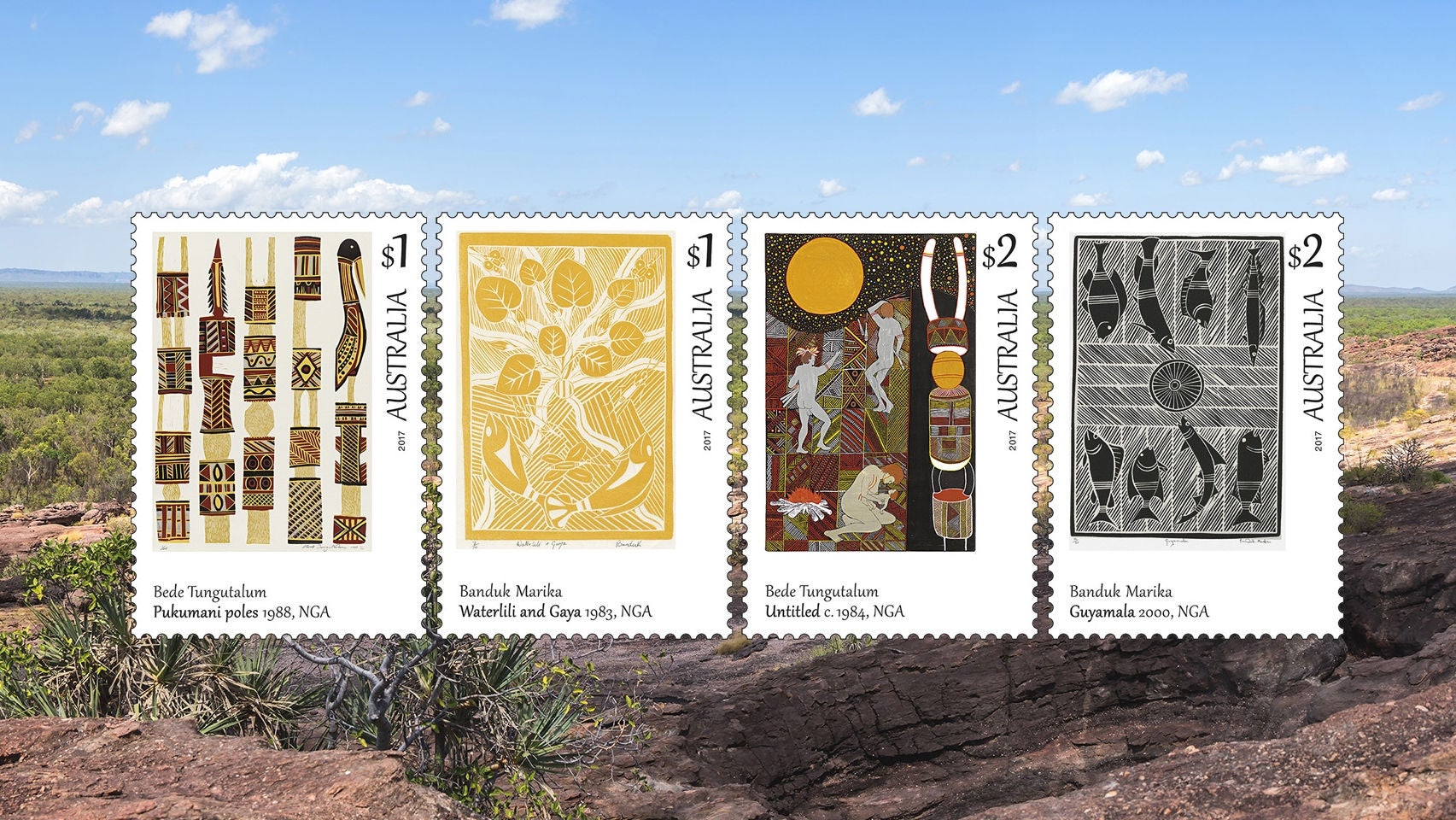 Aboriginal artwork represented on stamps