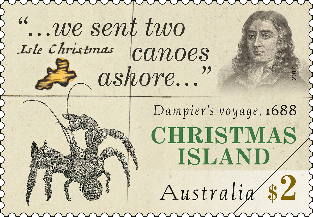 Christmas Island Early Voyages, $2 Dampier’s Voyage, 1688