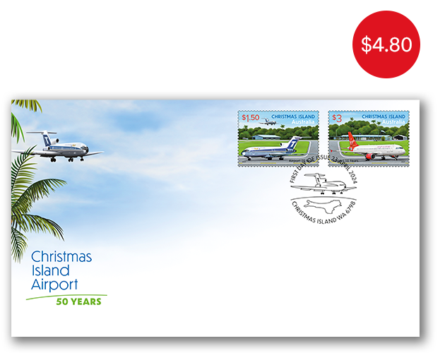 Christmas Island Airport - 50 Years First Day Cover (Gummed)