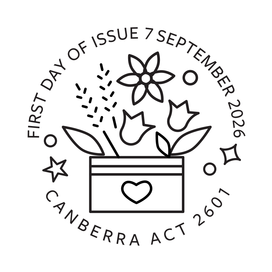 First Day of Issue, 7 September 2026, Canberra ACT 2601. Illustration of flowers