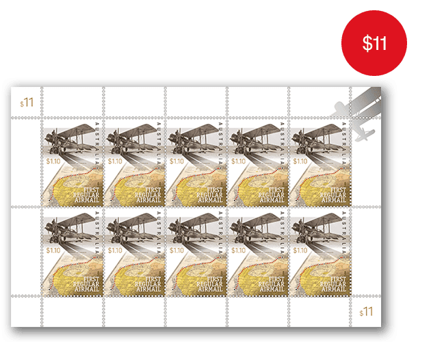 Minisheet - First Regular Airmail Sheetlet of 10x First Regular Airmail Stamps