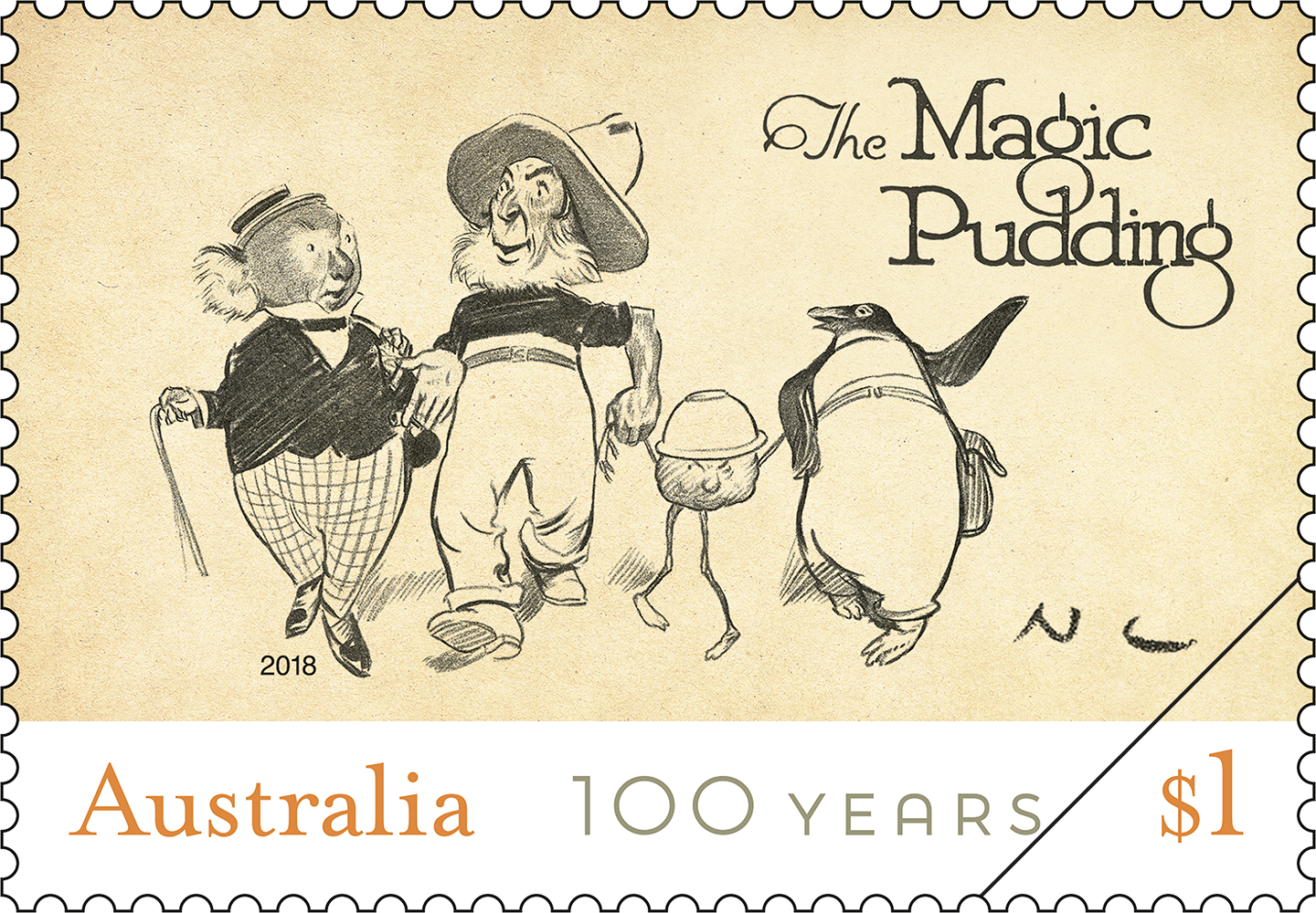 The Magic Pudding by Norman Lindsay stamp Children’s Bush Classics