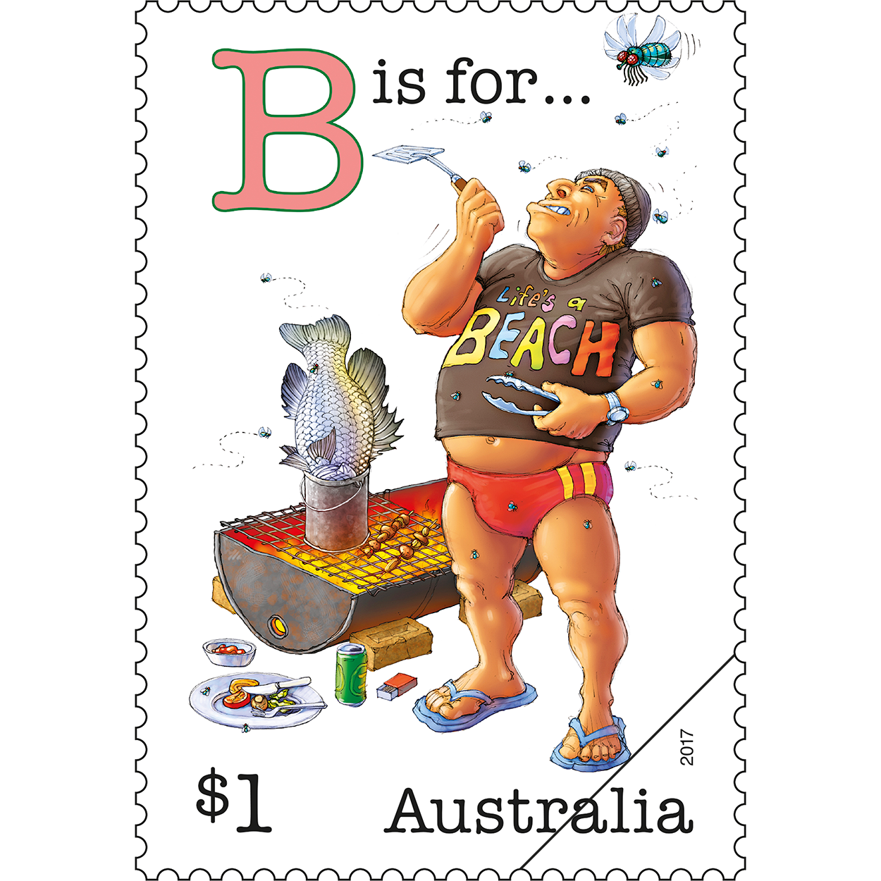 Fair Dinkum Aussie Alphabet part 3 - B is for ... stamp $1 B is for …