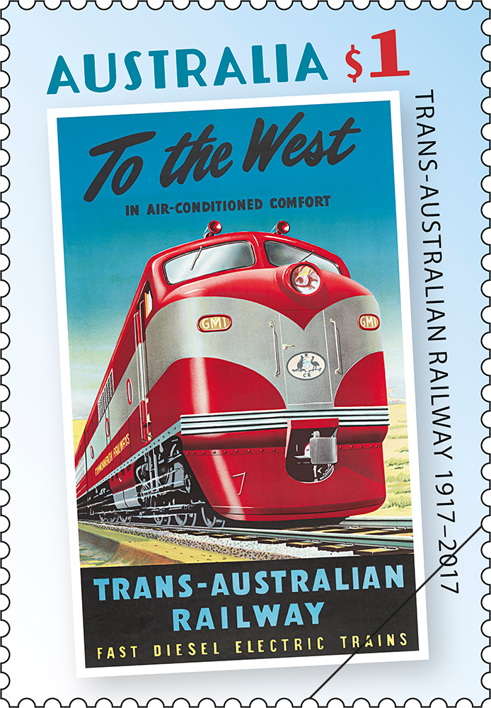 Trans-Australian Railways To The West stamp $1 To the West