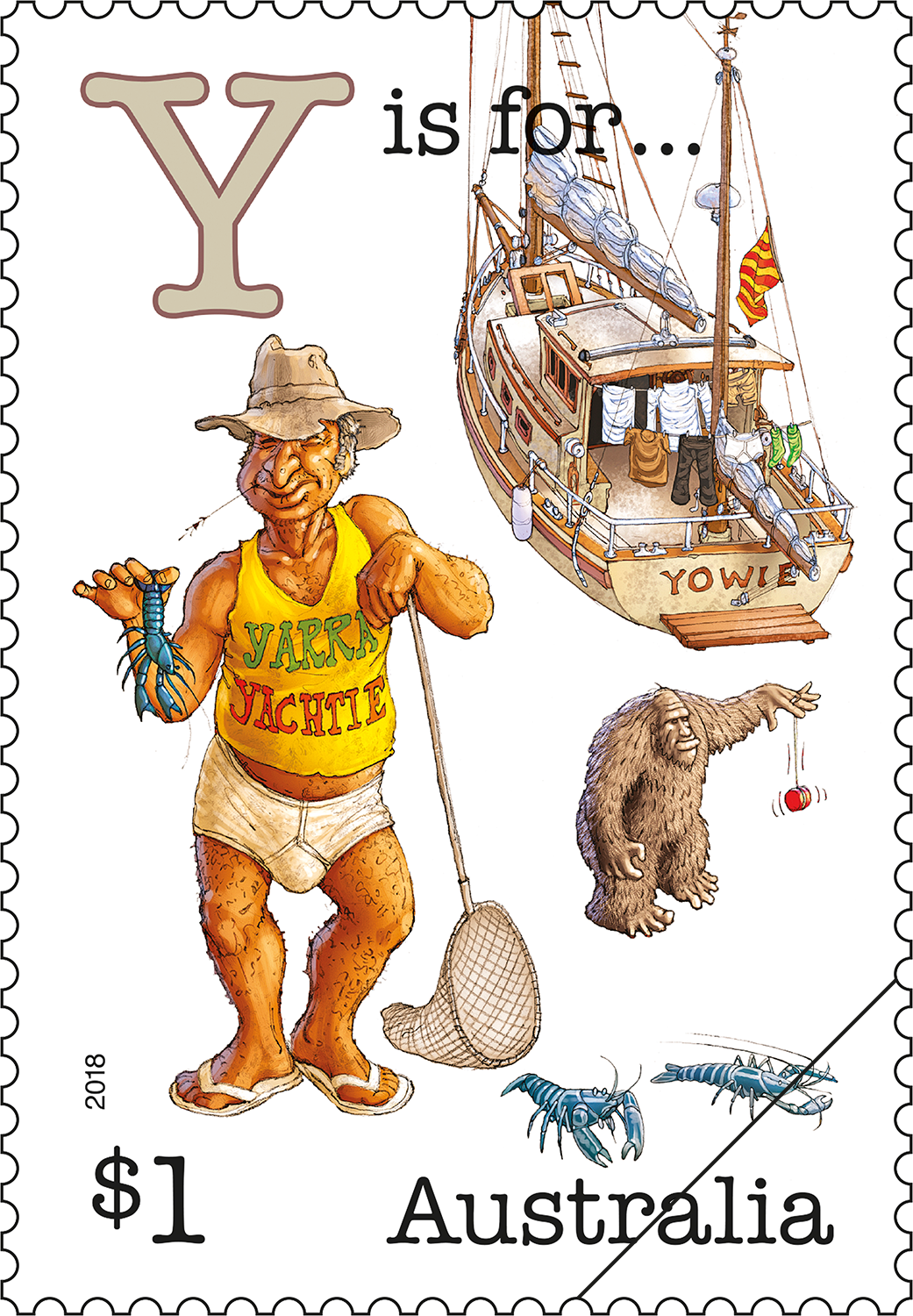 Fair Dinkum Aussie Alphabet part 4 Y stamp $1  Y is for...