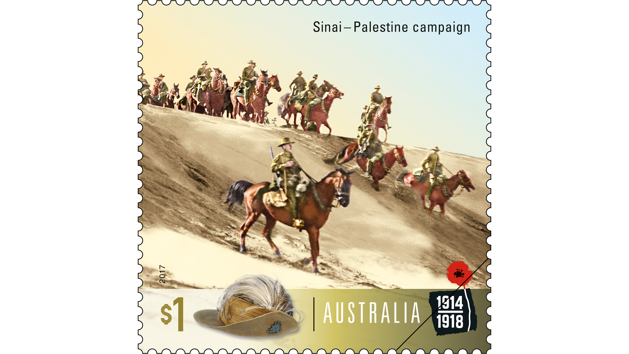 Centenary of WWI: 1917 - Sinai - Palestine campaign stamp $1 Sinai–Palestine campaign
