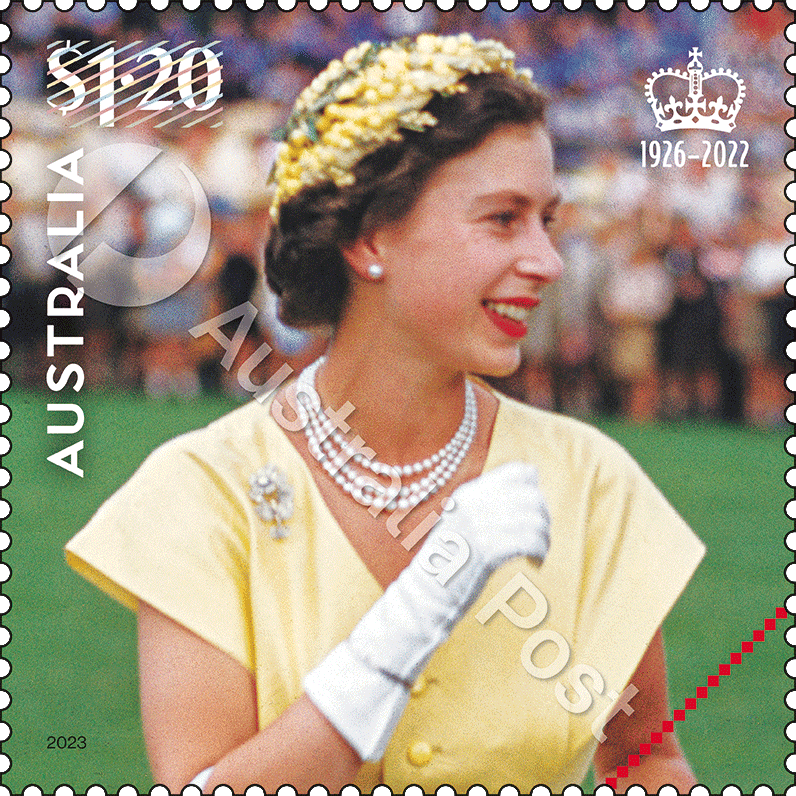 2023_Queen_In_Memoriam_Stamp_06_Watermark $1.20 Queen Elizabeth II, 1954