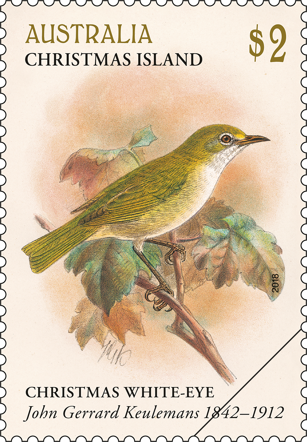 The Art of John Gerrard Keulemans Christmas White-eye stamp