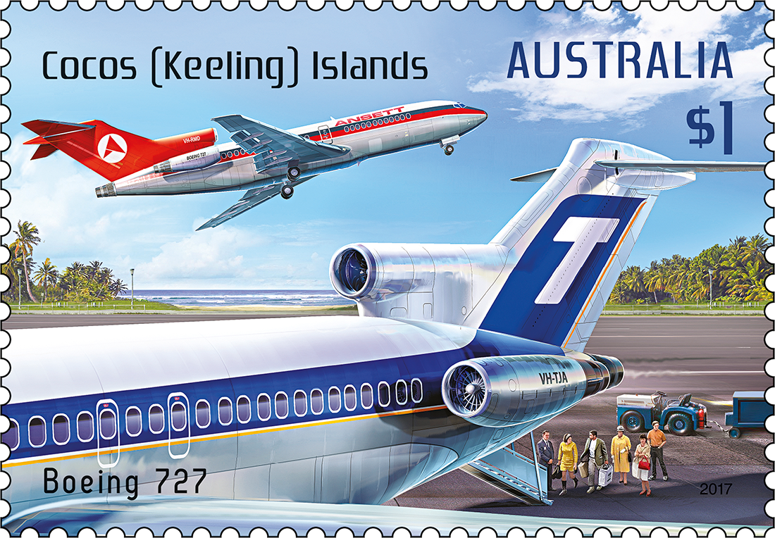 Cocos (Keeling) Islands Aviation: Boeing 727 stamp