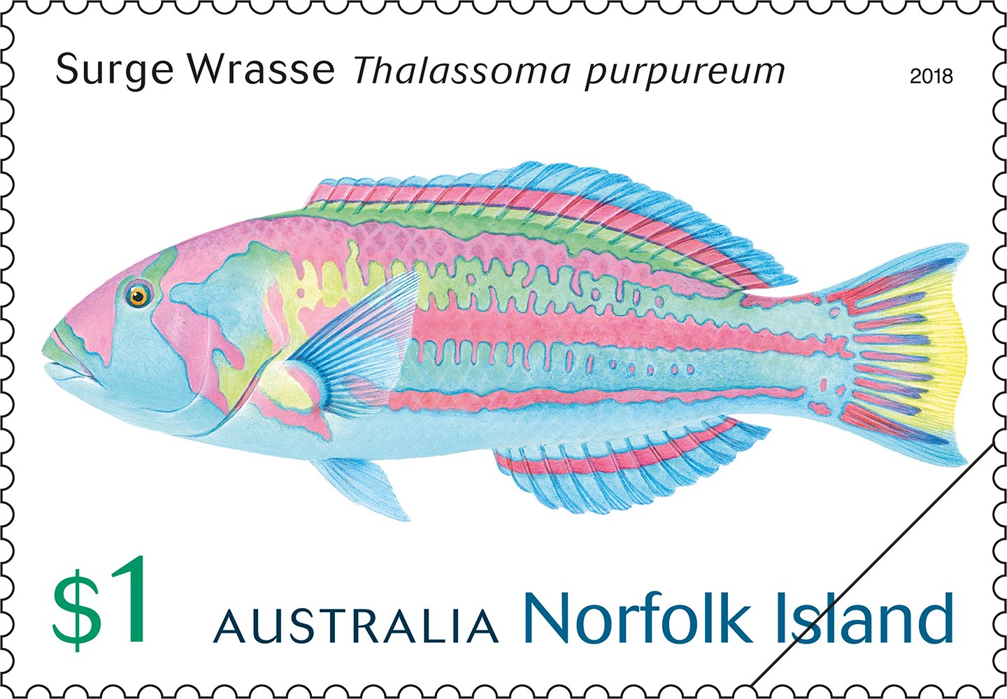 Norfolk Island Surge Wrasse 60c Royal Christening 2013