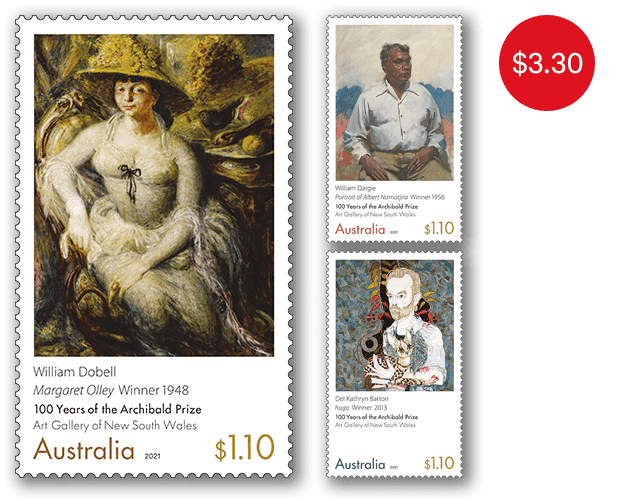 Set of 100 Years of the Archibald Prize Gummed Stamps Set of 100 Years of the Archibald Prize Gummed Stamps