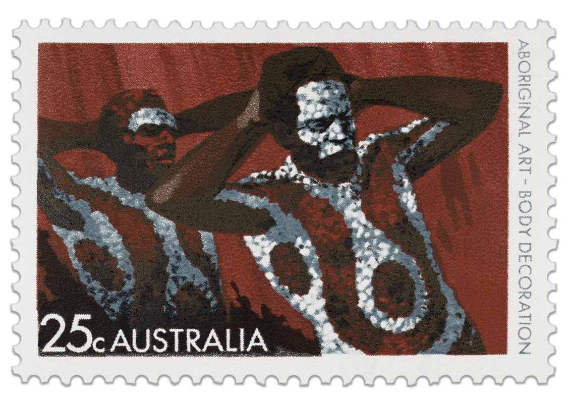 1971 Aboriginal Art - 25c Body Decoration stamps