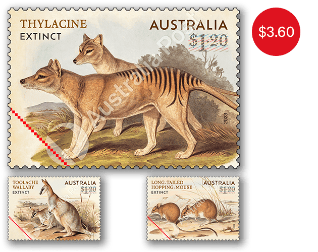 Extinct Mammals set of stamps Set of Extinct Mammals Gummed Stamps