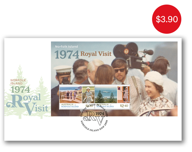 Norfolk Island: 1974 Royal Visit First Day Cover (minisheet)