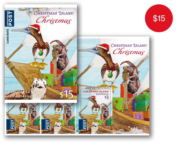 Christmas Island Christmas Sheetlet of 5 x Self-Adhesive Stamps