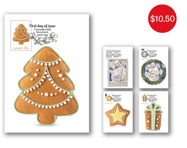 Set of Christmas 2021 Gummed Stamps