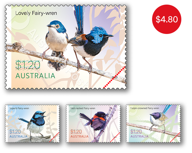 Set of Fairy-wrens Gummed Stamps