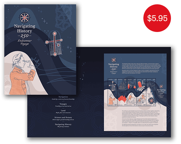 Navigating History: Endeavour Voyage 250 Years sheetlet pack