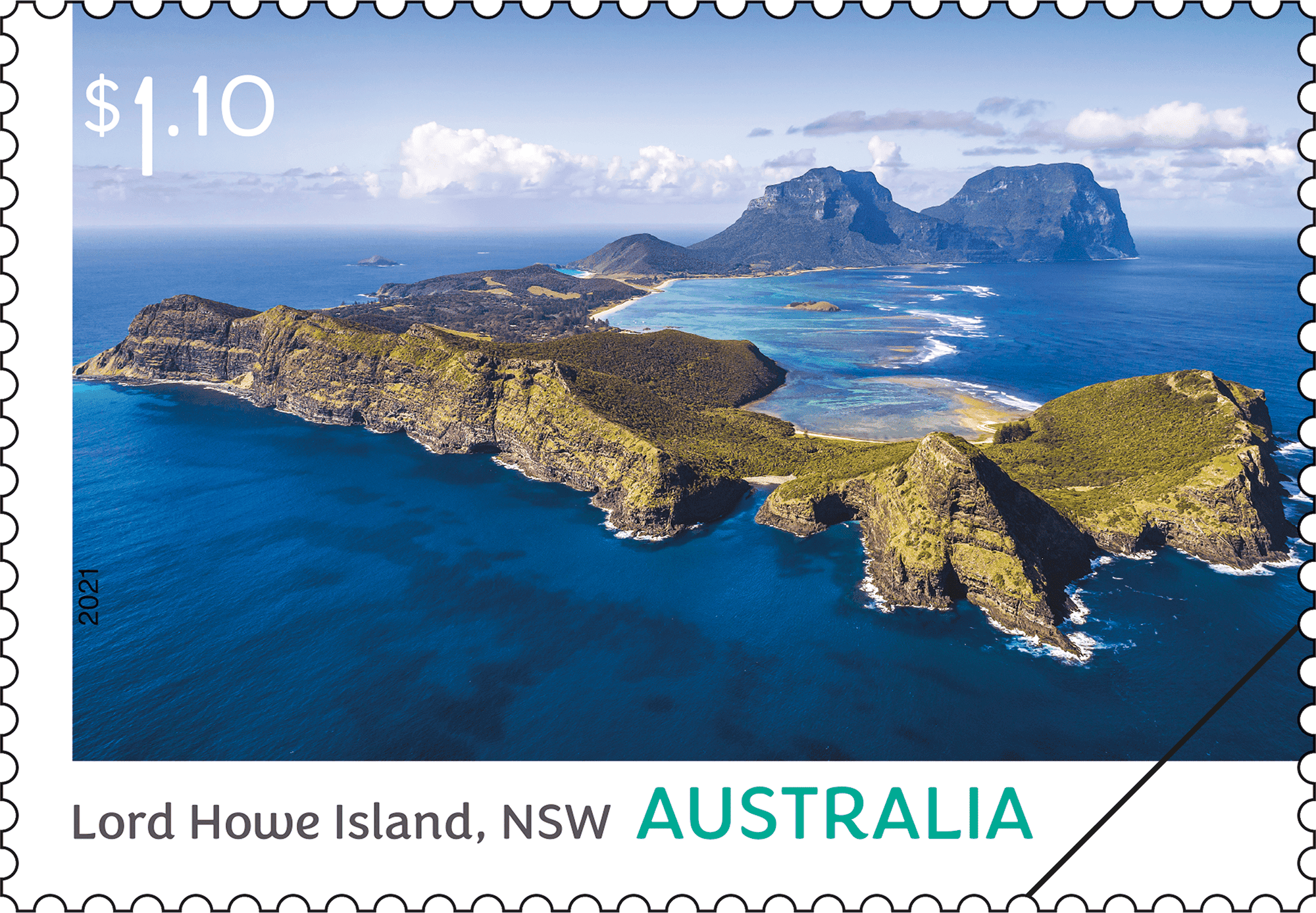 2021_Volcanoes_Stamp_01_400 $1.10 Lord Howe Island, NSW
