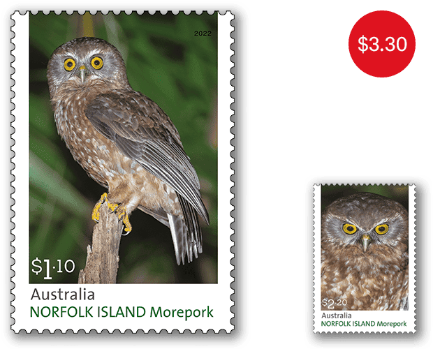 Set of Norfolk Island Morepork Gummed Stamps