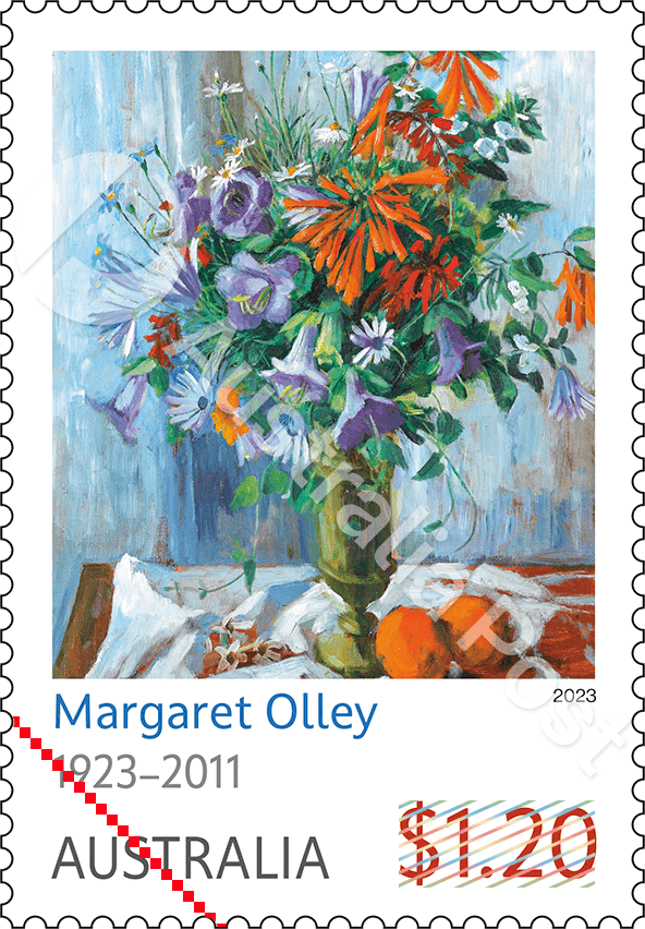 2023_Olley and Perceval stamp_01_400 Margaret Olley, Winter Flowers