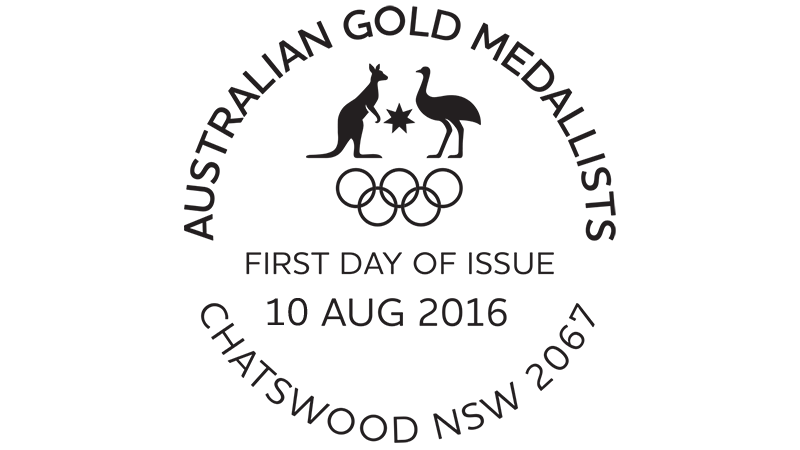 Australian Gold Medallists 2016: Chatswood 2067 postmark Australian Gold Medallists: Rio 2016 Olympic Games
