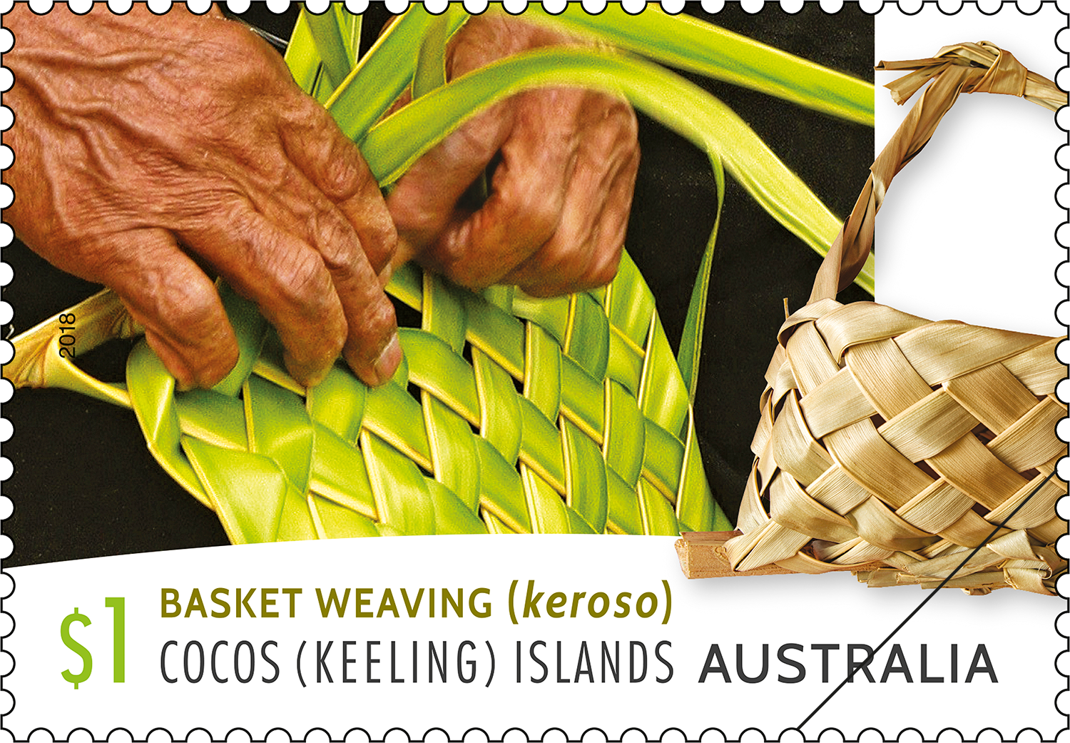 Cocos (Keeling) Islands Basket Weaving (keroso) $1 stamp