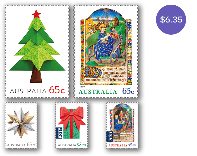 Set of Christmas 2019 gummed stamps