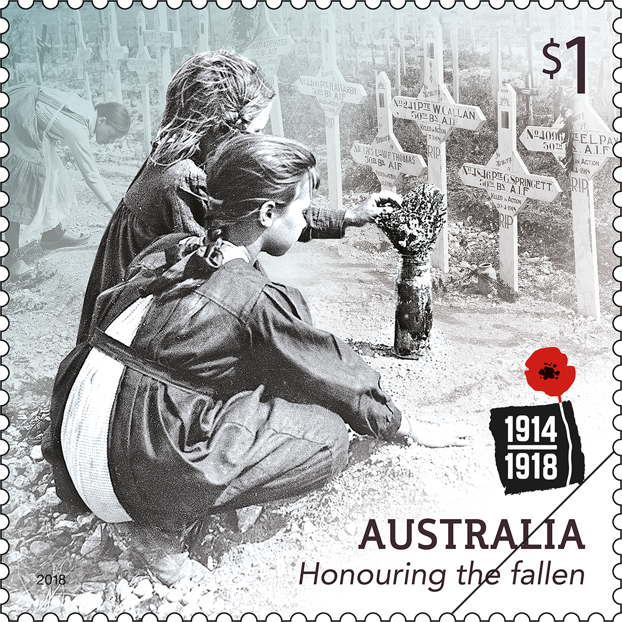 Centenary of WWI: 1918 Honouring the fallen stamp Marriage of TRH The Duke and Duchess of Sussex
