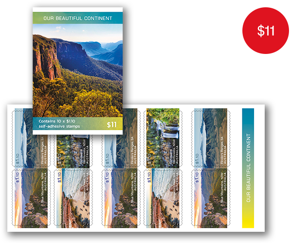 Booklet of 10x $1.10 Our Beautiful Continent Stamps