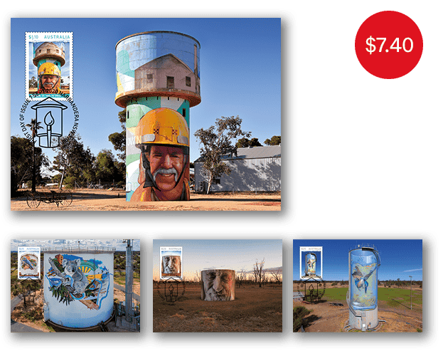 $7.40 Set of Water Tower Art maxicards