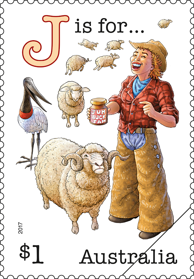 Fair Dinkum Aussie Alphabet part 3 J is for... stamp Fair Dinkum Aussie Alphabet part 3