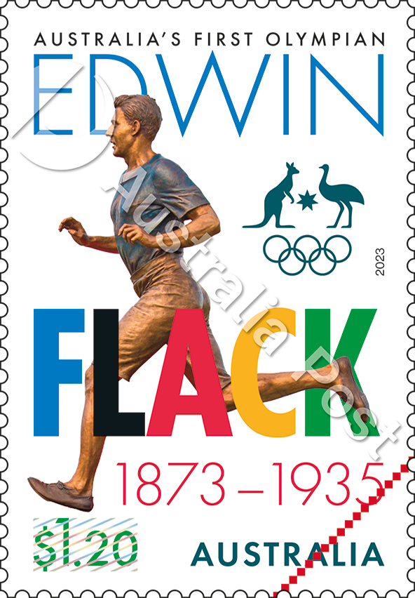 2023_Edwin_Flack_Stamp_Watermark Australia’s First Olympian: Edwin Flack