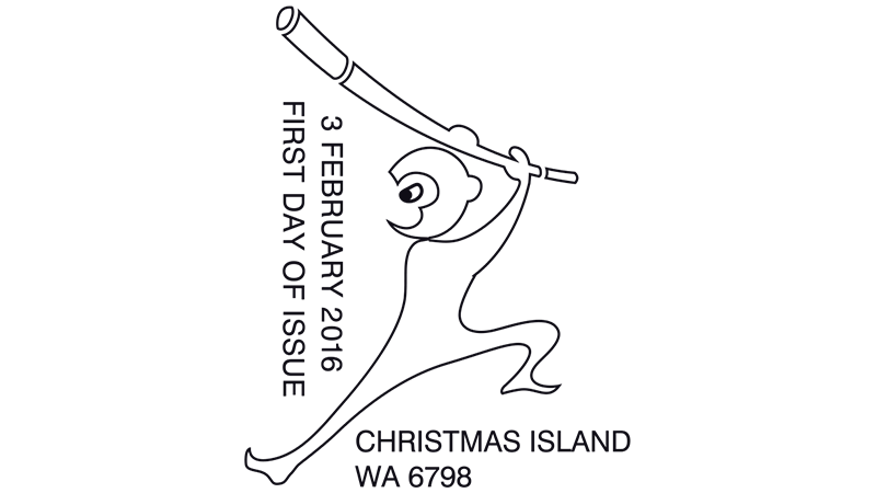 Christmas Island Lunar New Year - Year of the Monkey 2016 postmark Christmas Island Year of the Monkey 2016