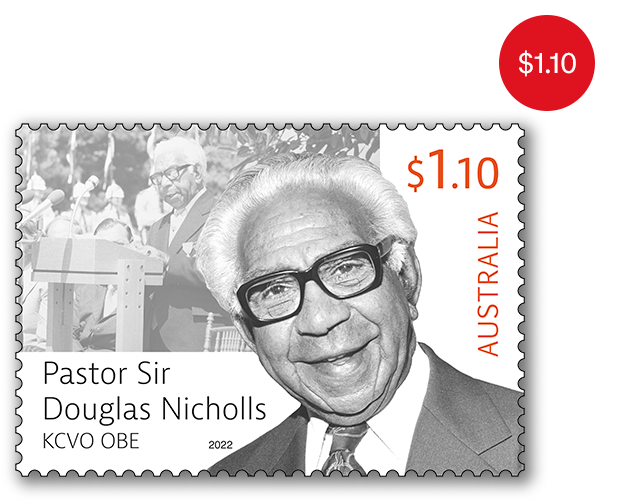 Pastor Sir Doug Nicholls stamp Single Pastor Sir Doug Nicholls Gummed Stamp