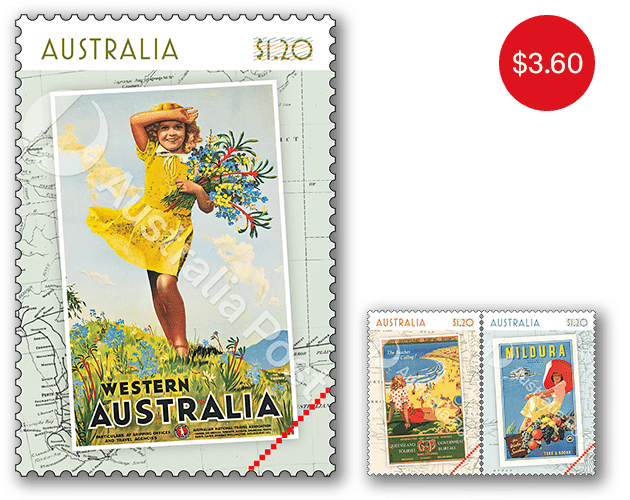Set of The Golden Age of Travel Posters stamps Set of The Golden Age of Travel Posters Gummed Stamps