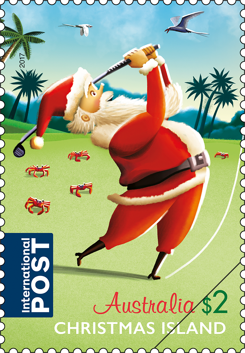 Christmas Island Christmas 2017 Santa $2 international stamp