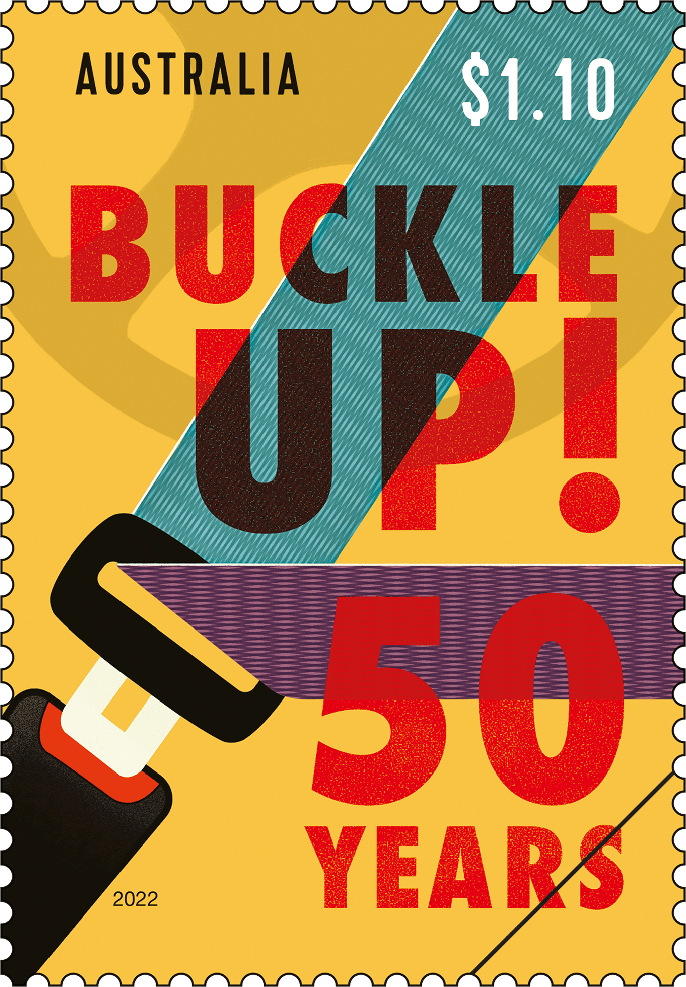 2022_Buckle up_stamp_400 $1.10 - Laughing Kookaburra